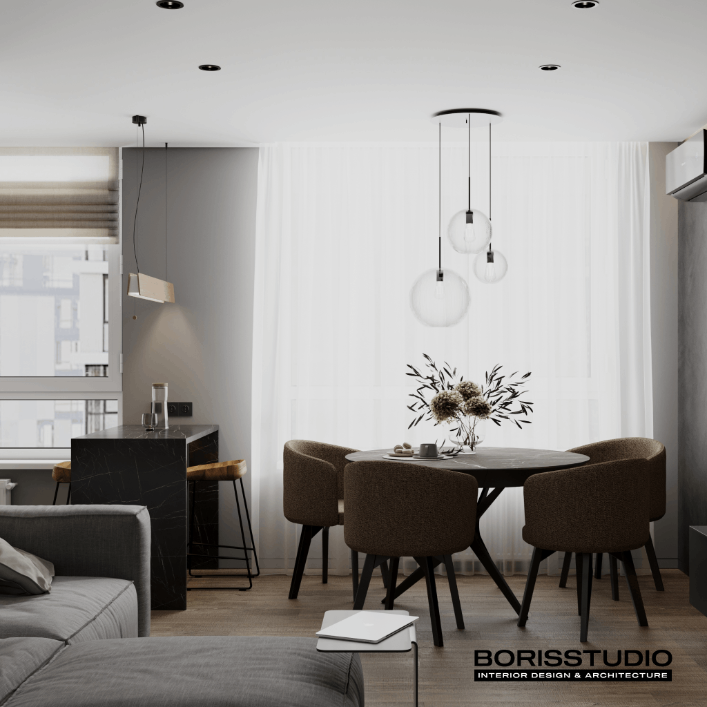 Дизайн-проект квартири кухня-вітальня фото №9