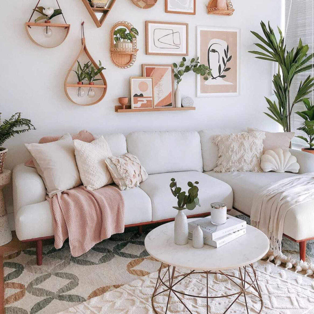 Дизайн інтер'єру вітальні в стилі бохо