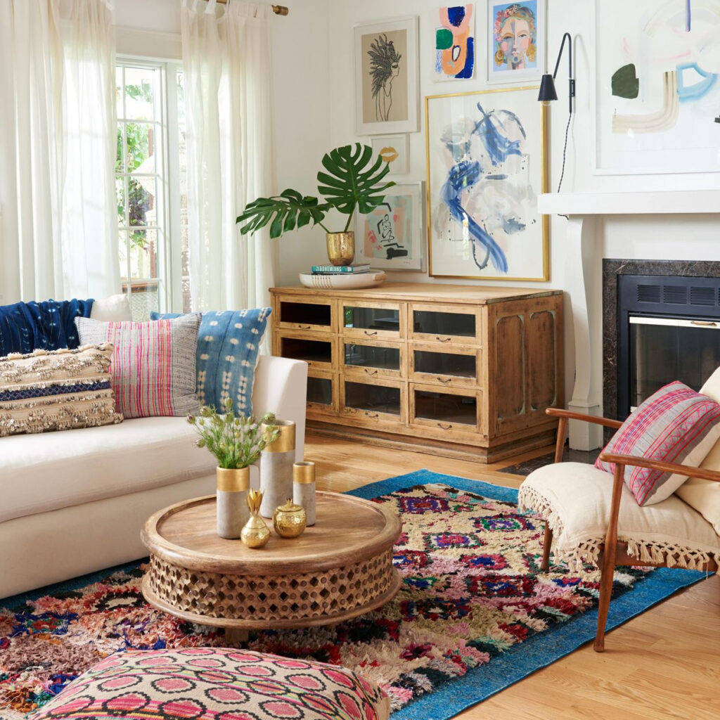 Дизайн-проект вітальні у стилі бохо