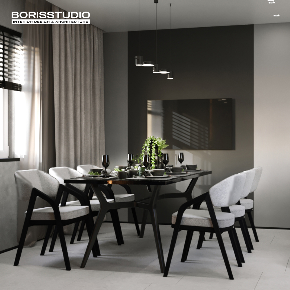 Дизайн інтер'єру стильної столової для котеджу в Буковелі