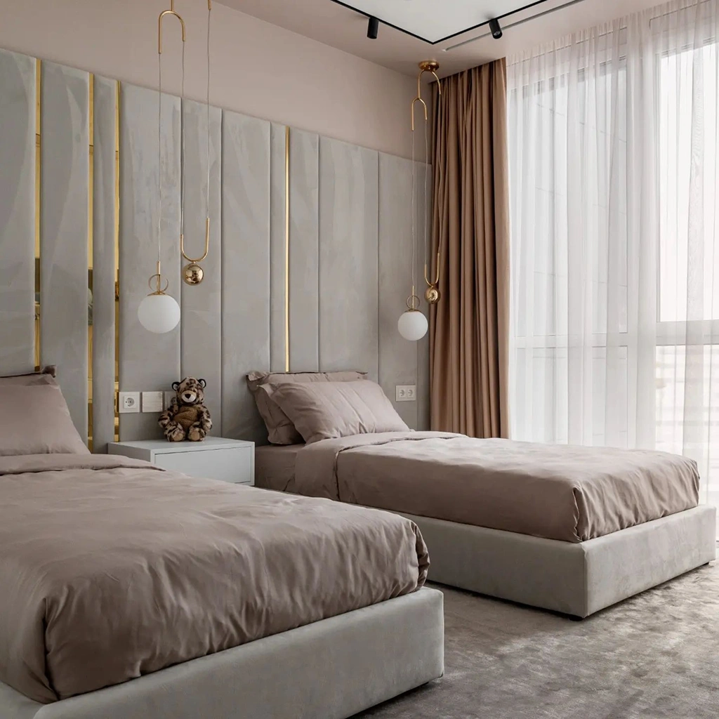 Детская кровать Donna с мягкой спинкой и текстильной обивкой