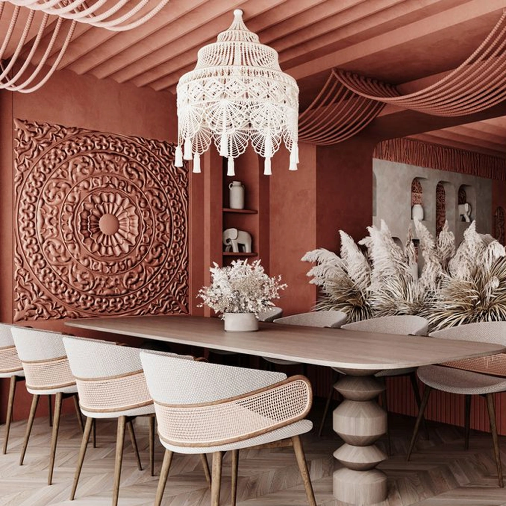 Дизайн кафе в восточном стиле с мягкой мебелью