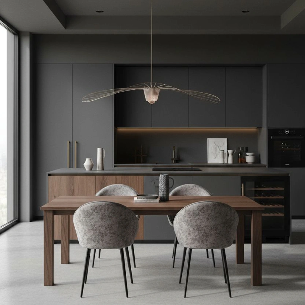 Дизайн кухни серый минимализм