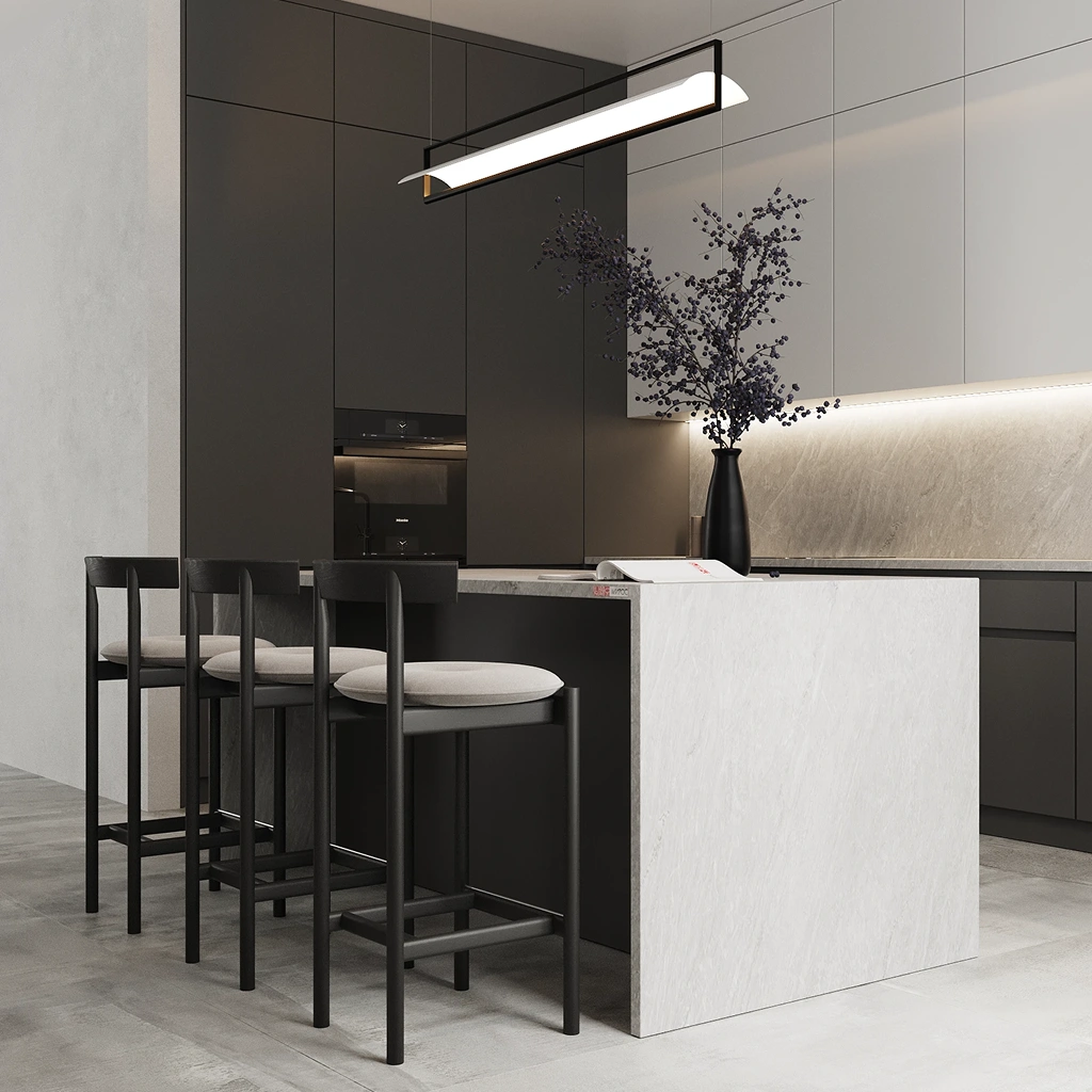 Дизайн кухні сірий мінімалізм