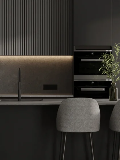 Дизайн інтер’єру кухні в сірому кольорі