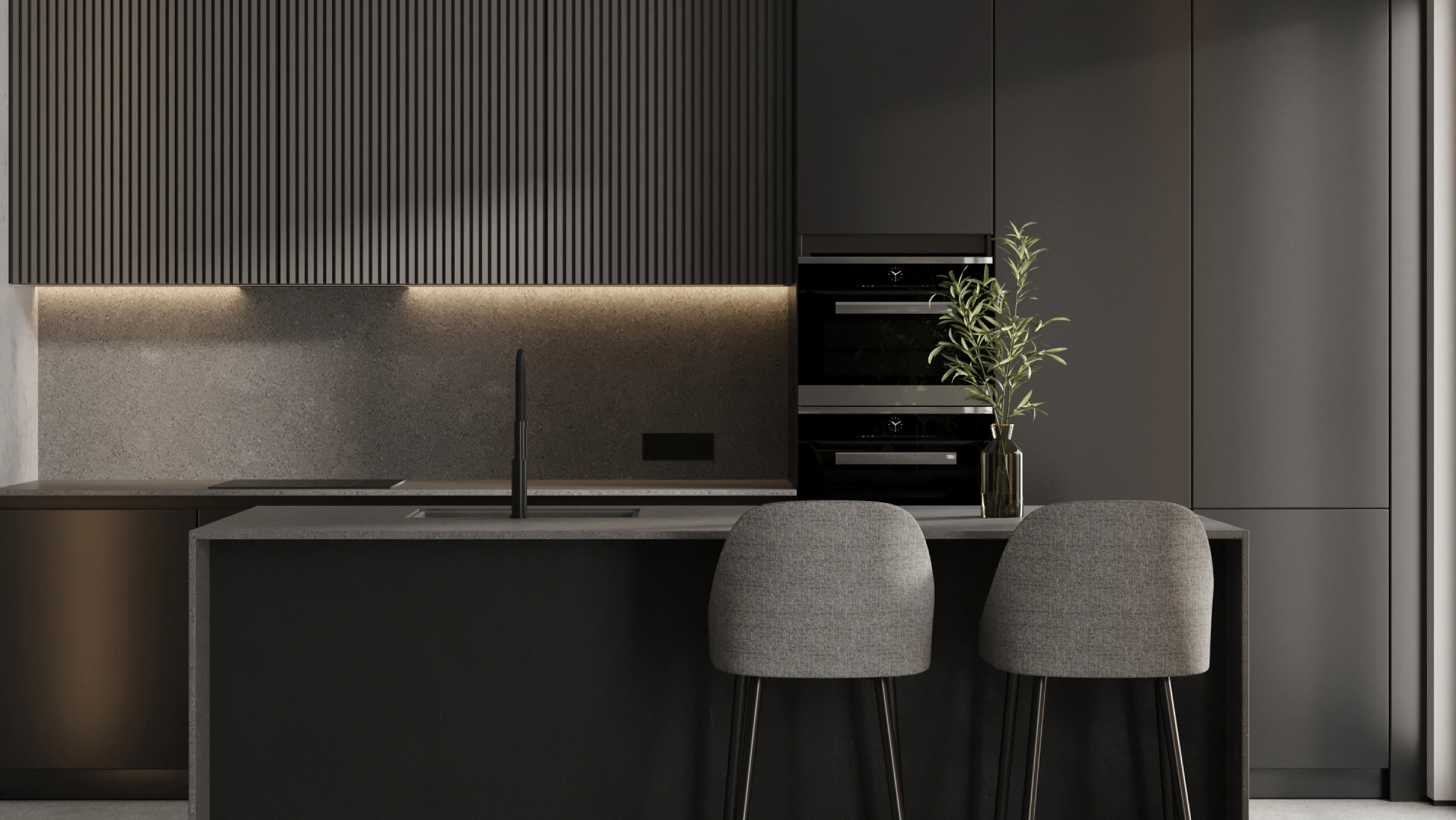 Дизайн інтер’єру кухні в сірому кольорі