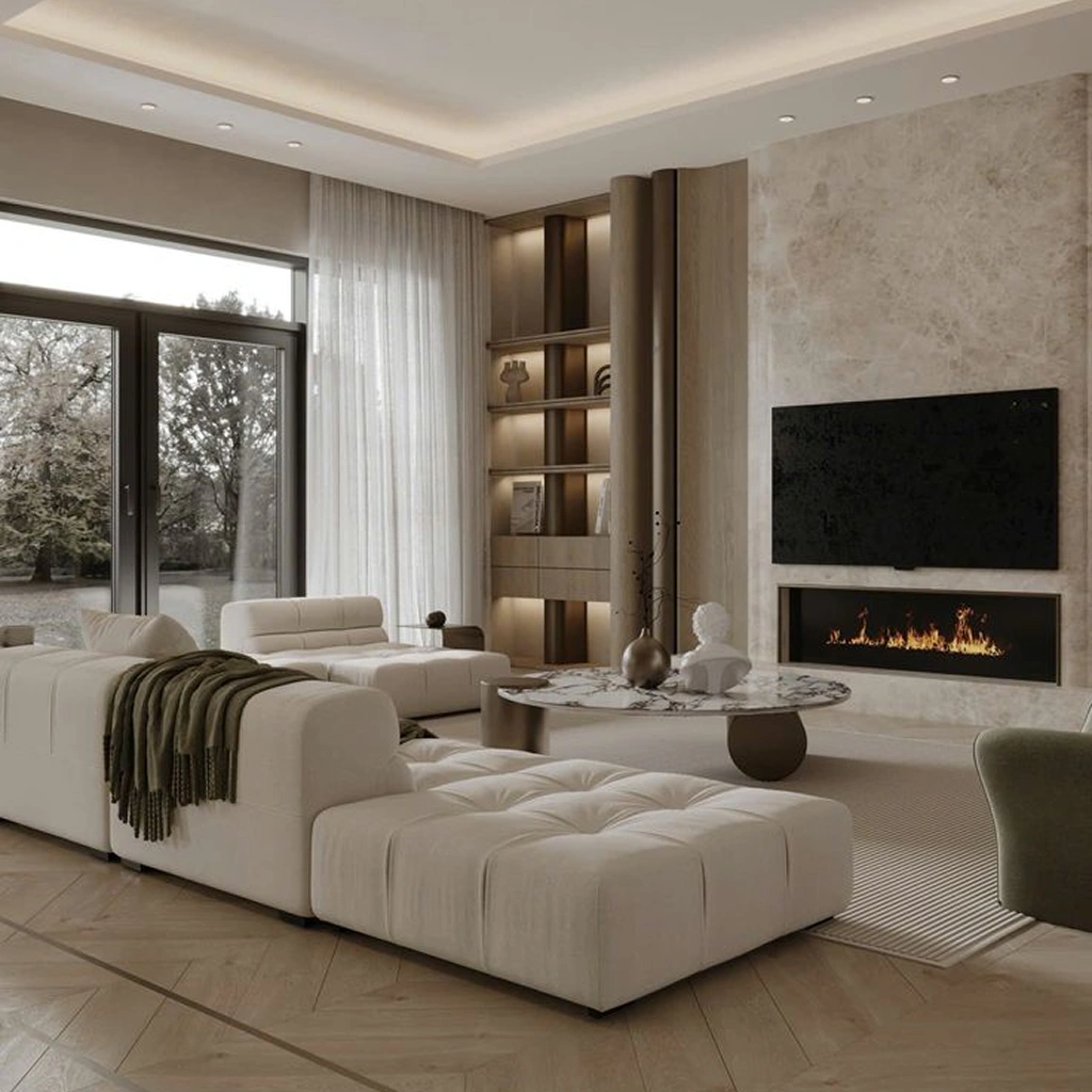 Гостиная с камином в интерьере