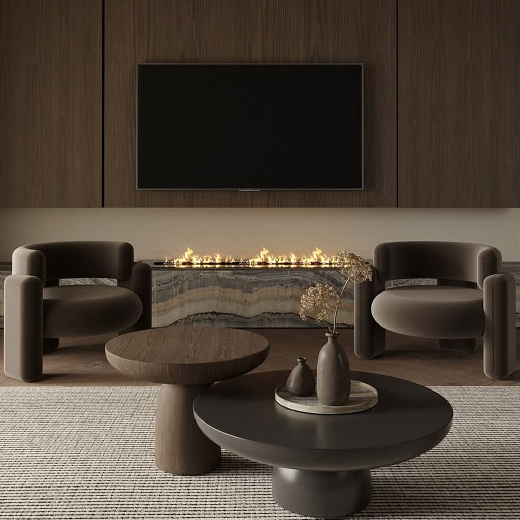 Идея расположения камина в гостиной