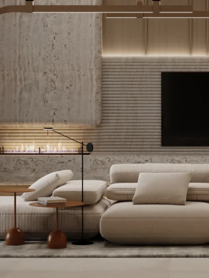 Особливості дизайну інтер’єру вітальні з каміном