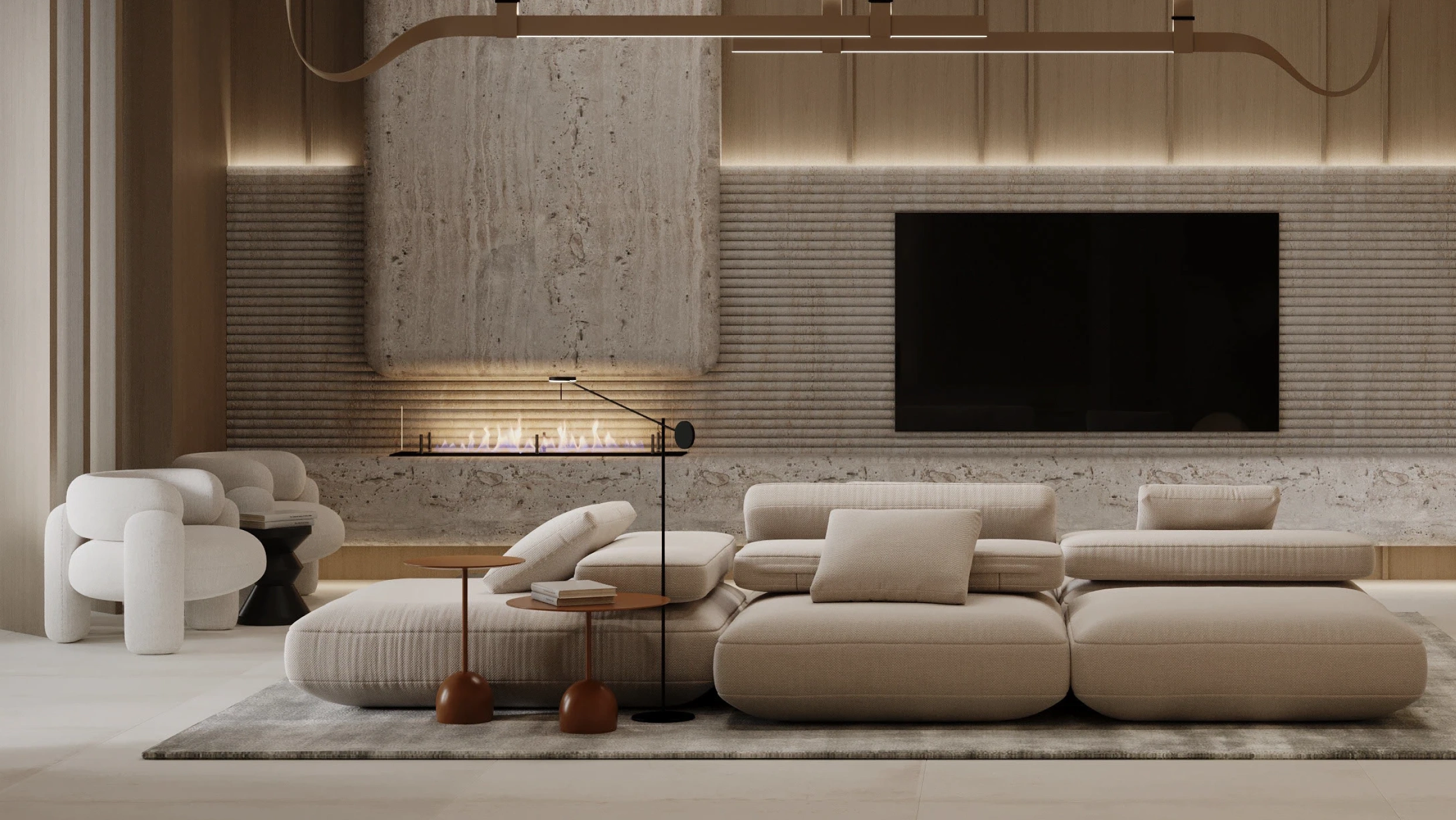 Особливості дизайну інтер’єру вітальні з каміном