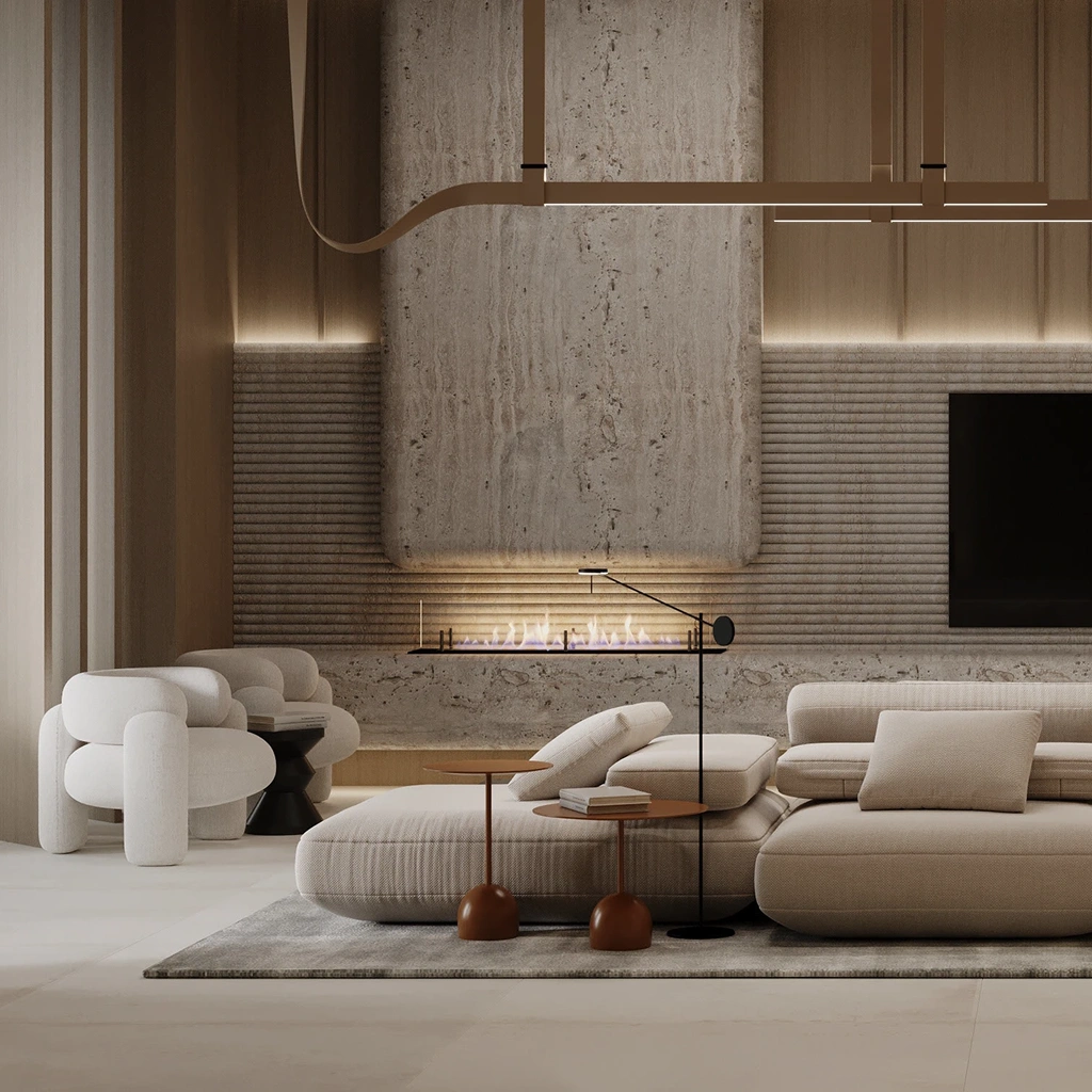 Интерьер гостиной с камином дизайн