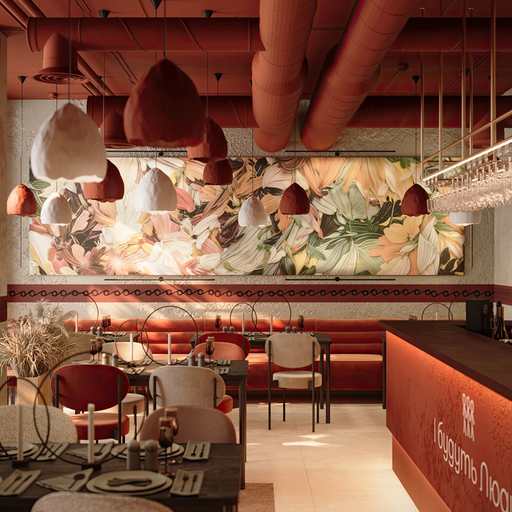 Интерьер кафе в национальном стиле