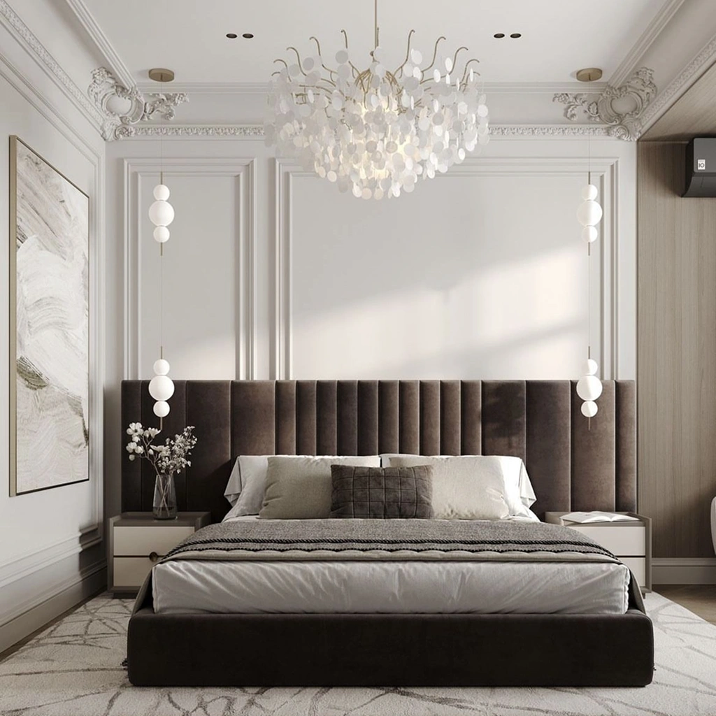 Интерьер спальни с дорогими оттенками