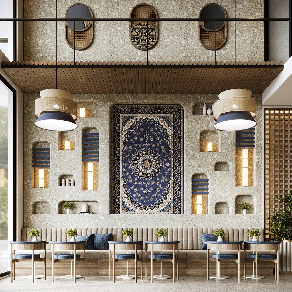 Інтер'єр кафе у східному стилі з арками