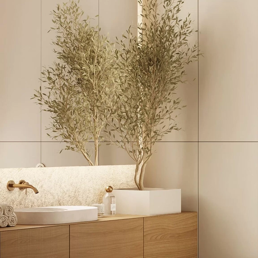 Інтер'єр ванної кімнати в екостилі сучасний стиль