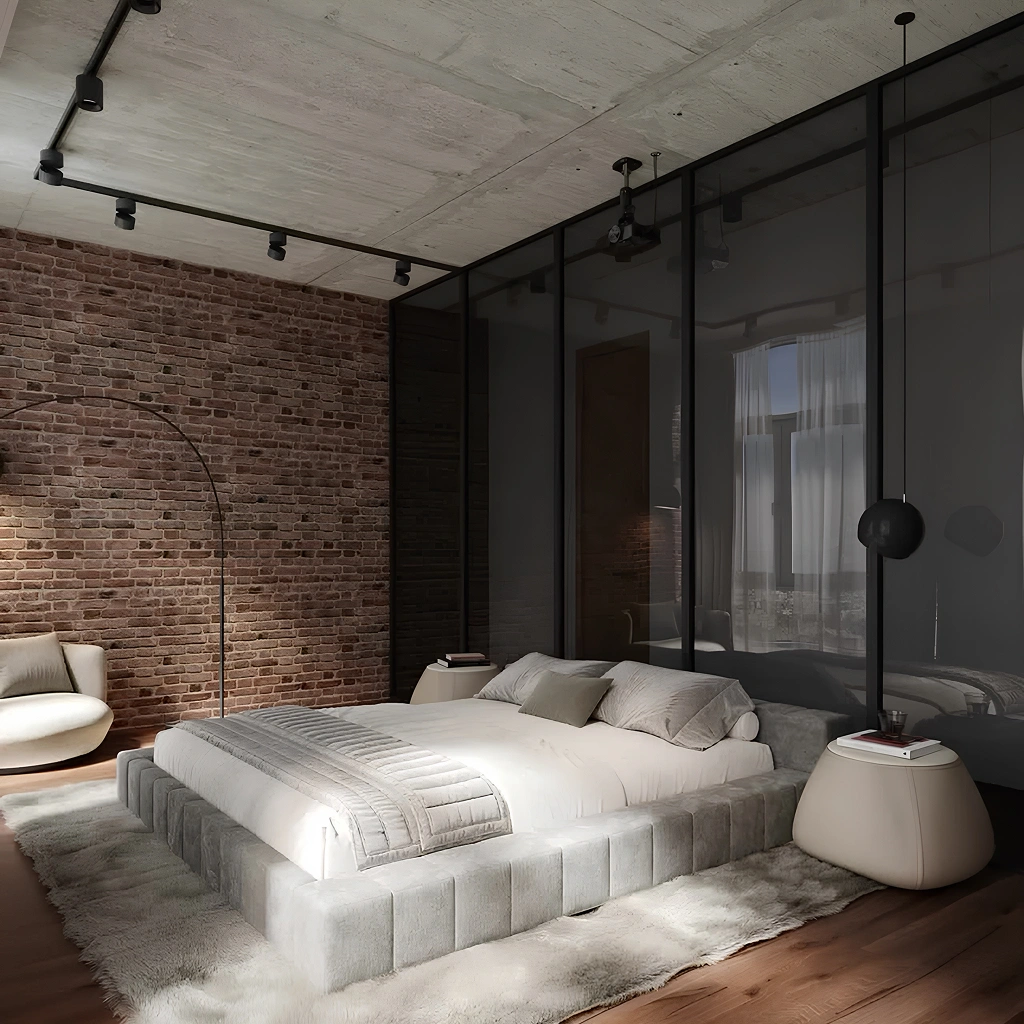 Лофт спальня в современном интерьере