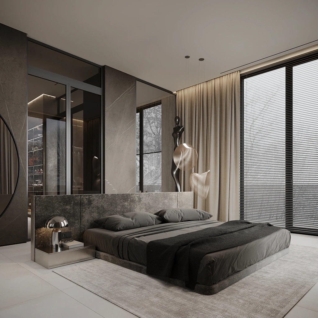 Минималистичная спальня в стиле лофт