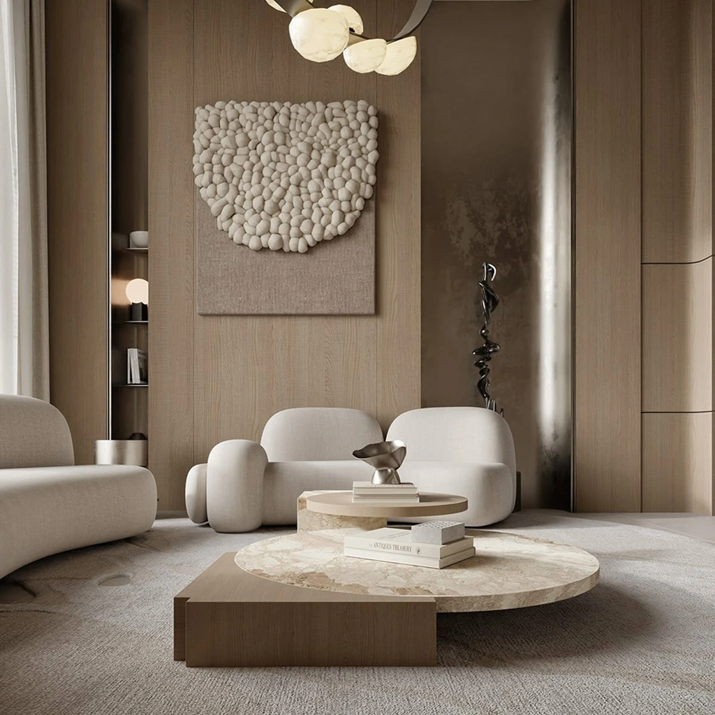 Оформление гостинной в доме в стиле модерн