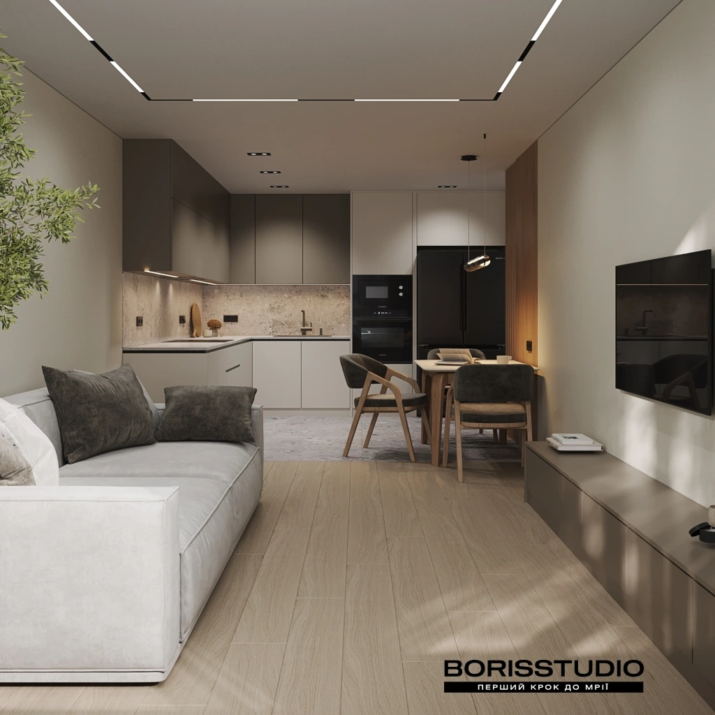 Оформлении потолков на кухне в стиле минимализм