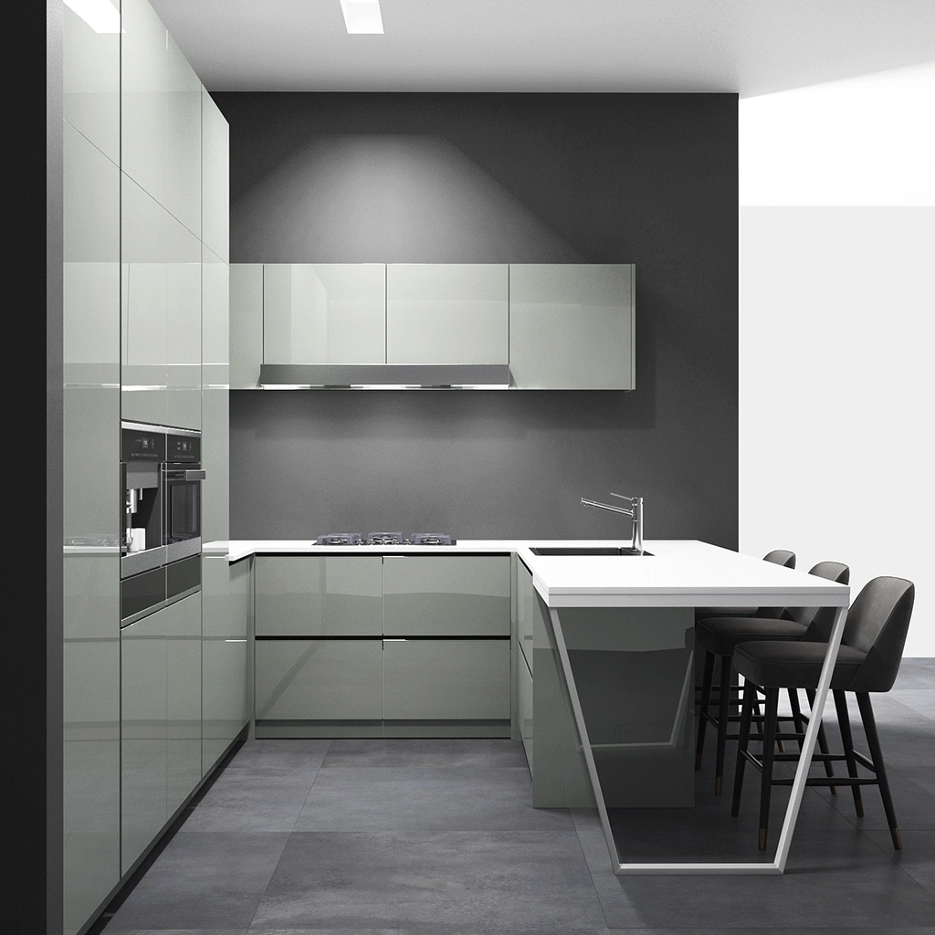 Просторная кухня roda с островом и встроенной техникой премиум класса 1