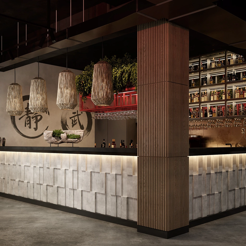 Ресторан у східному стилі з атмосферним освітленням