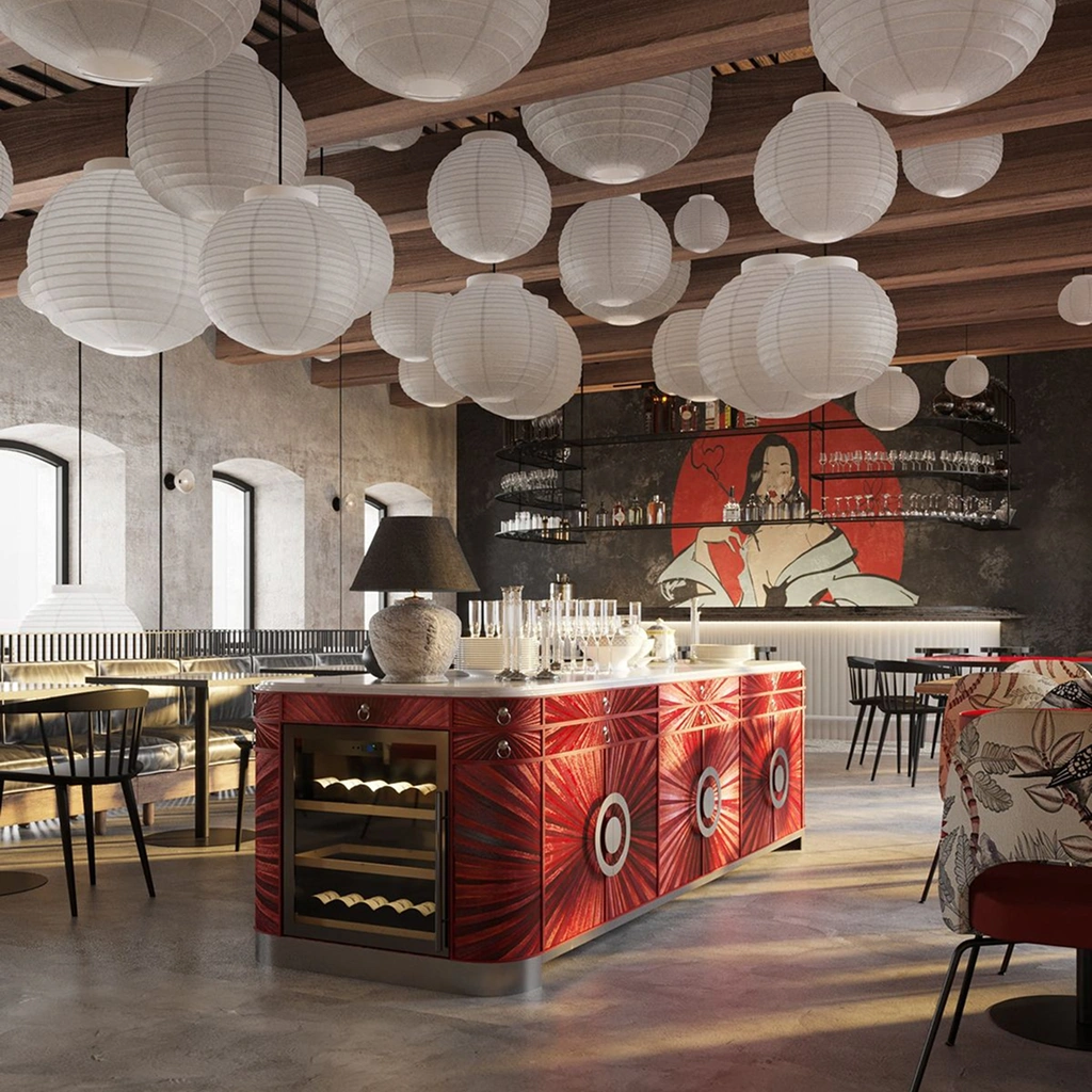 Ресторан у японській кухні з традиційними деталями