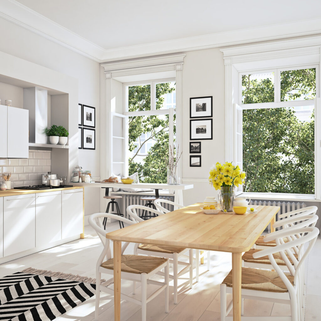 Дизайн інтер'єру кухні для котеджу в скандинавському стилі