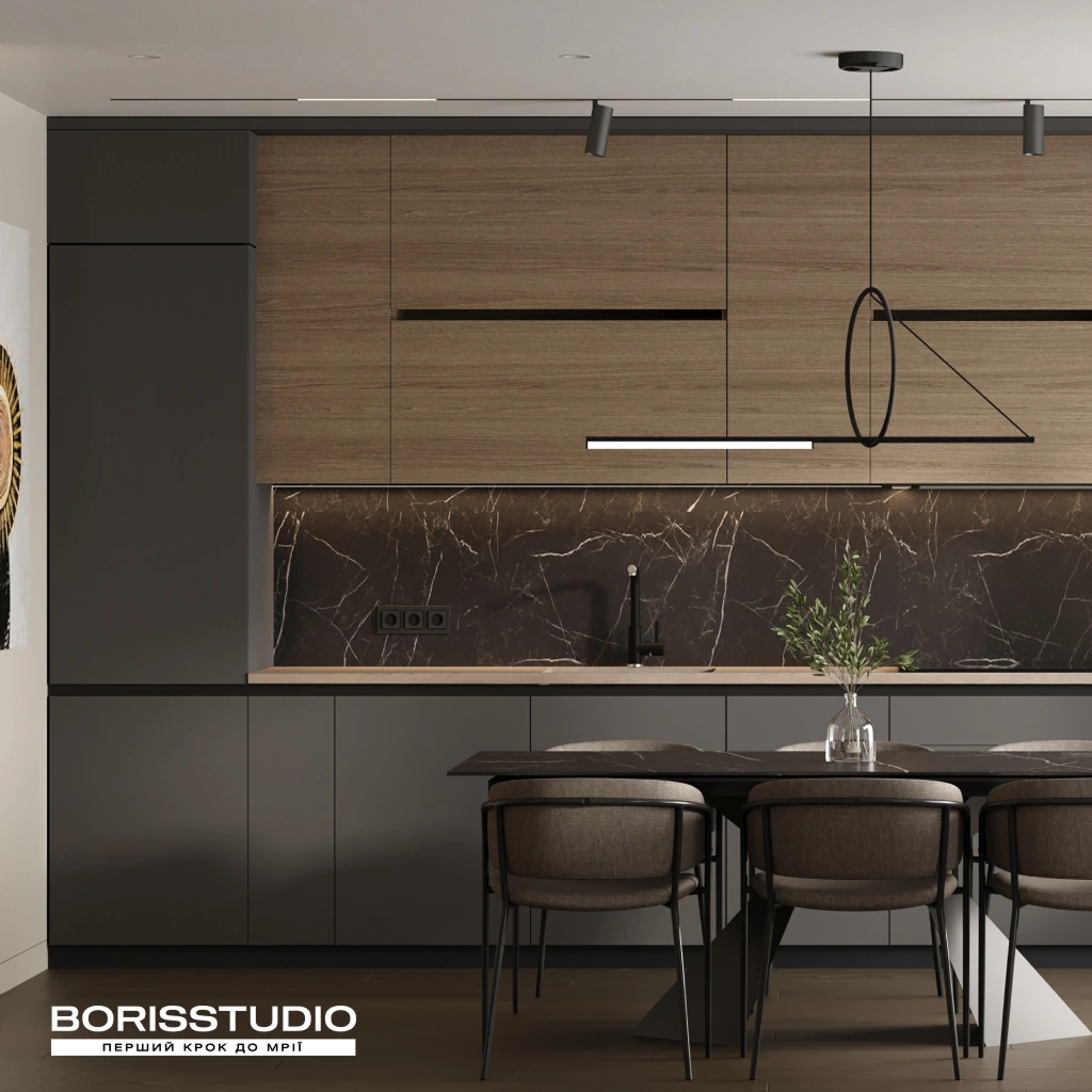 Серый и бежевый в интерьере кухни