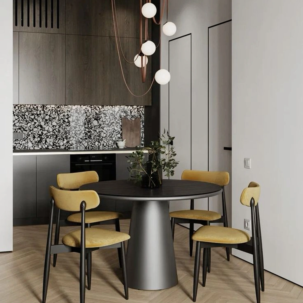 Серый и желтый в интерьере кухни