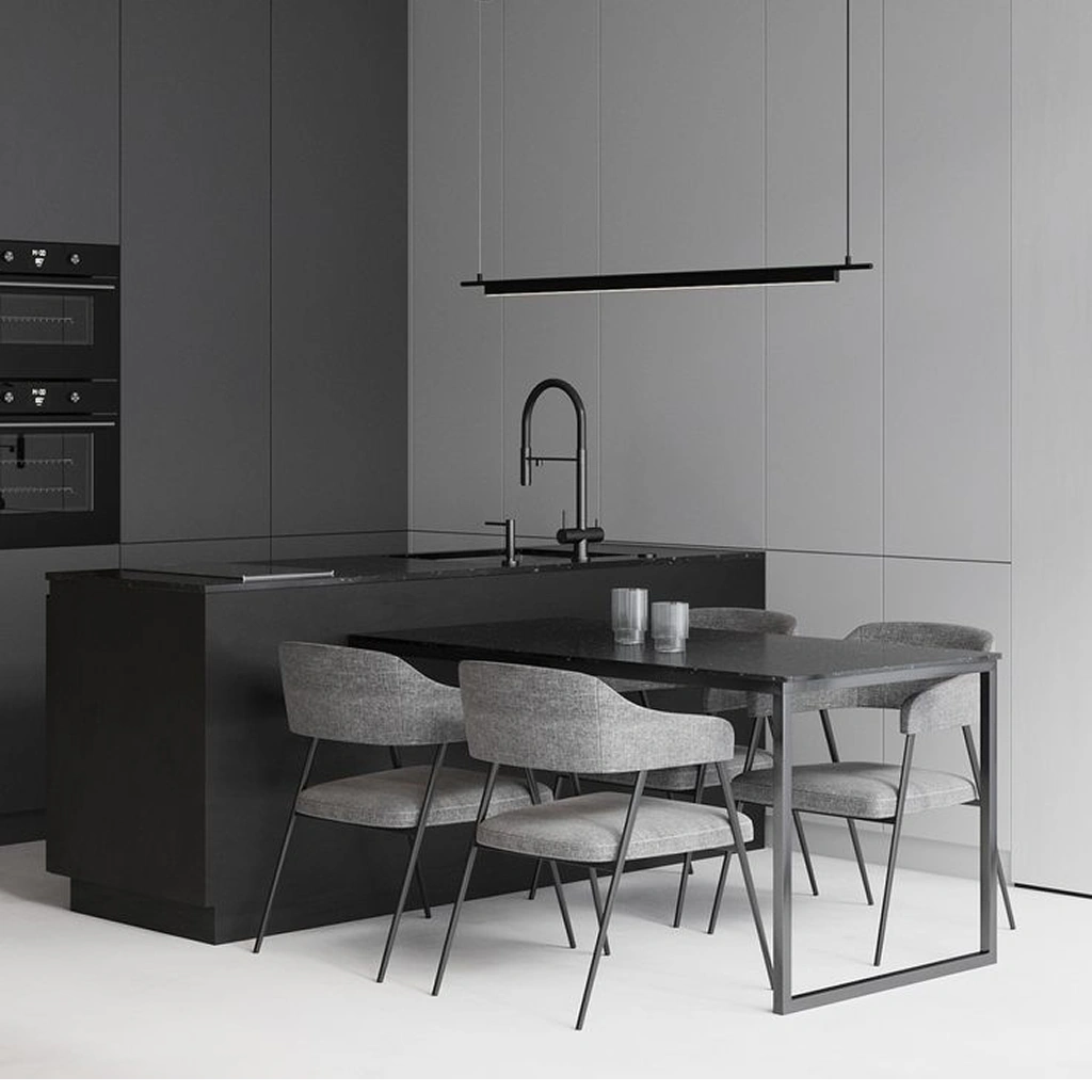 Сірий та чорний в інтер'єрі кухні