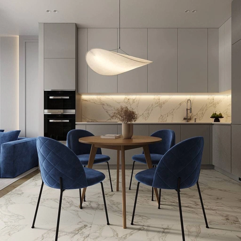 Сірий та синій в інтер'єрі кухні