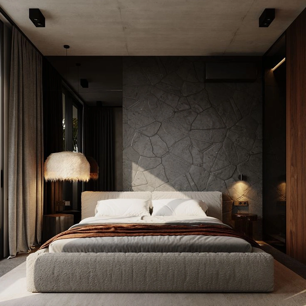 Современная лофт спальня в квартире