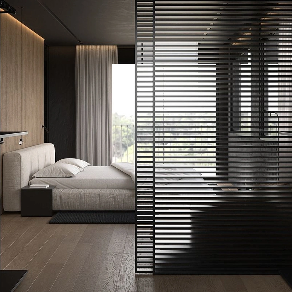 Стеклянные перегородки для спальни лофт