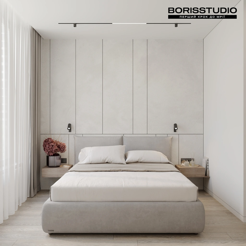Стильна спальня у сірому кольорі
