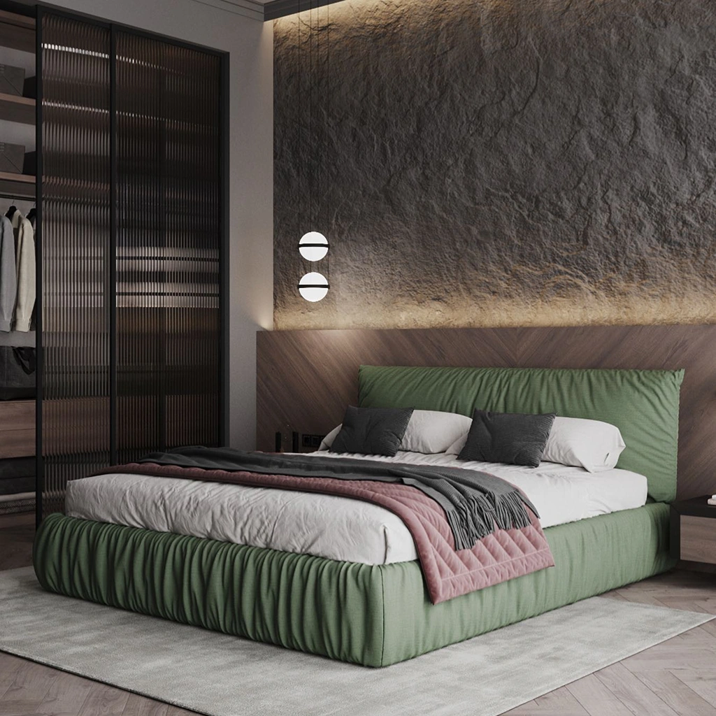 Стильне ліжко Woodsoft у сучасному інтер'єрі
