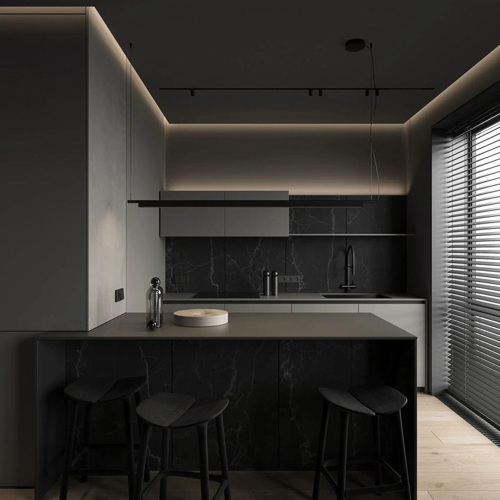 Темно сіра кухня сучасний інтер'єр