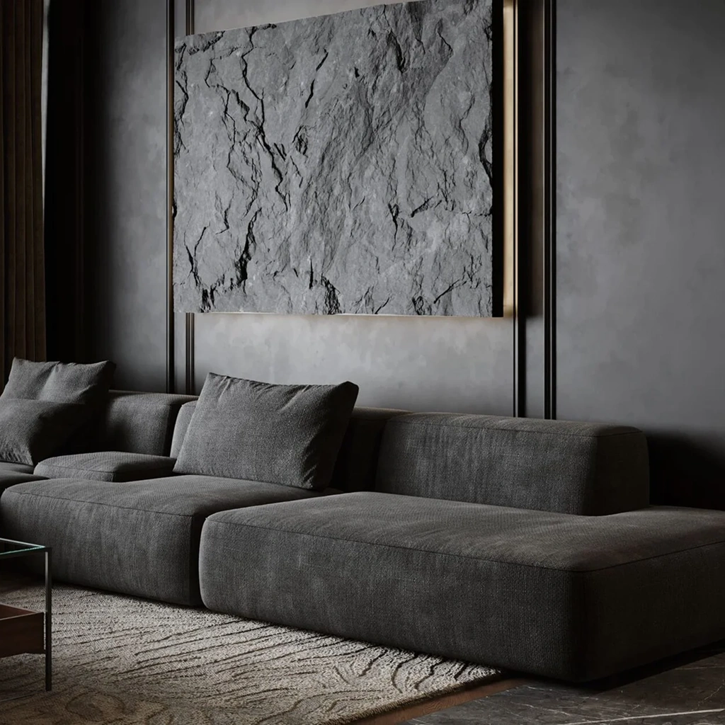 Вітальня лофт з бетоном