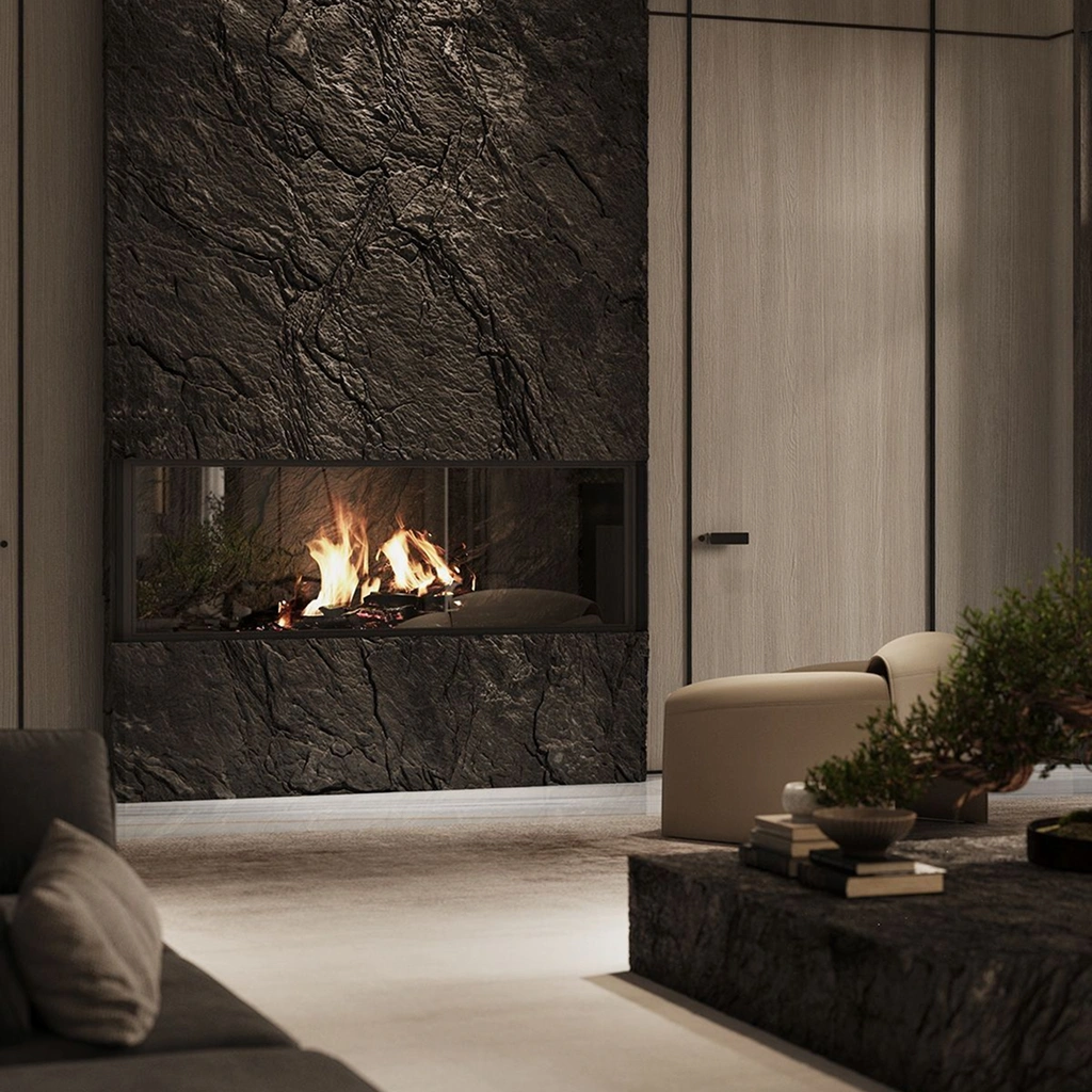 Вітальня з каміном ідеї інтер'єру