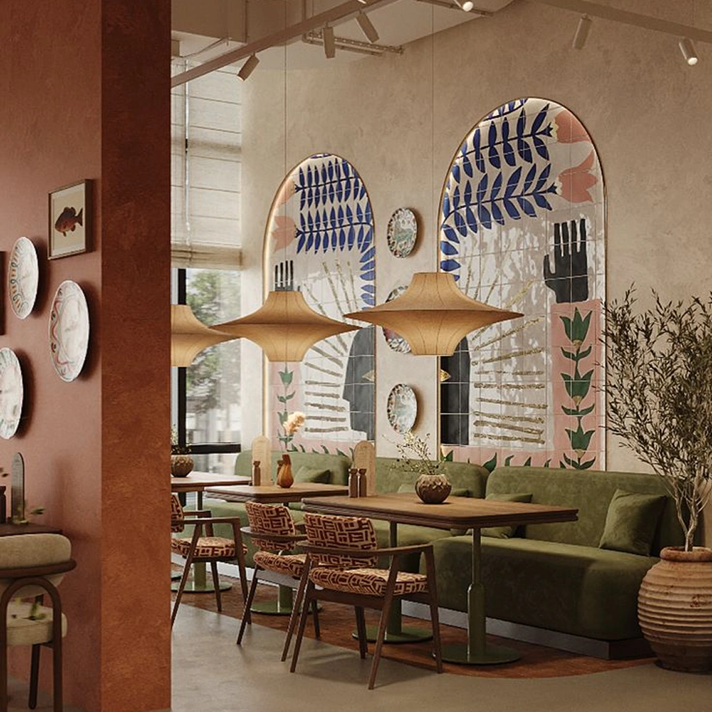 Восточный ресторан с национальными узорами