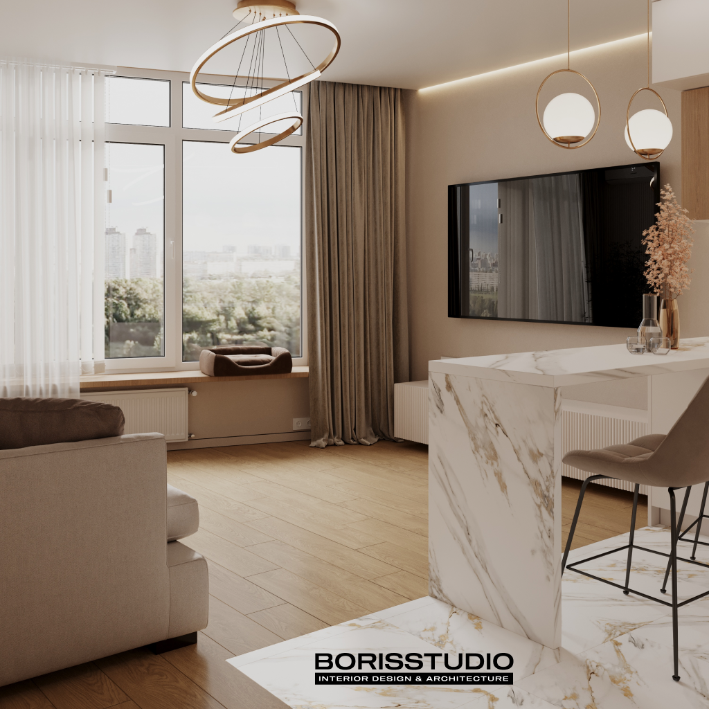 Дизайн інтер'єру двокімнатної квартири в ЖК "Адмірал", Фото №4