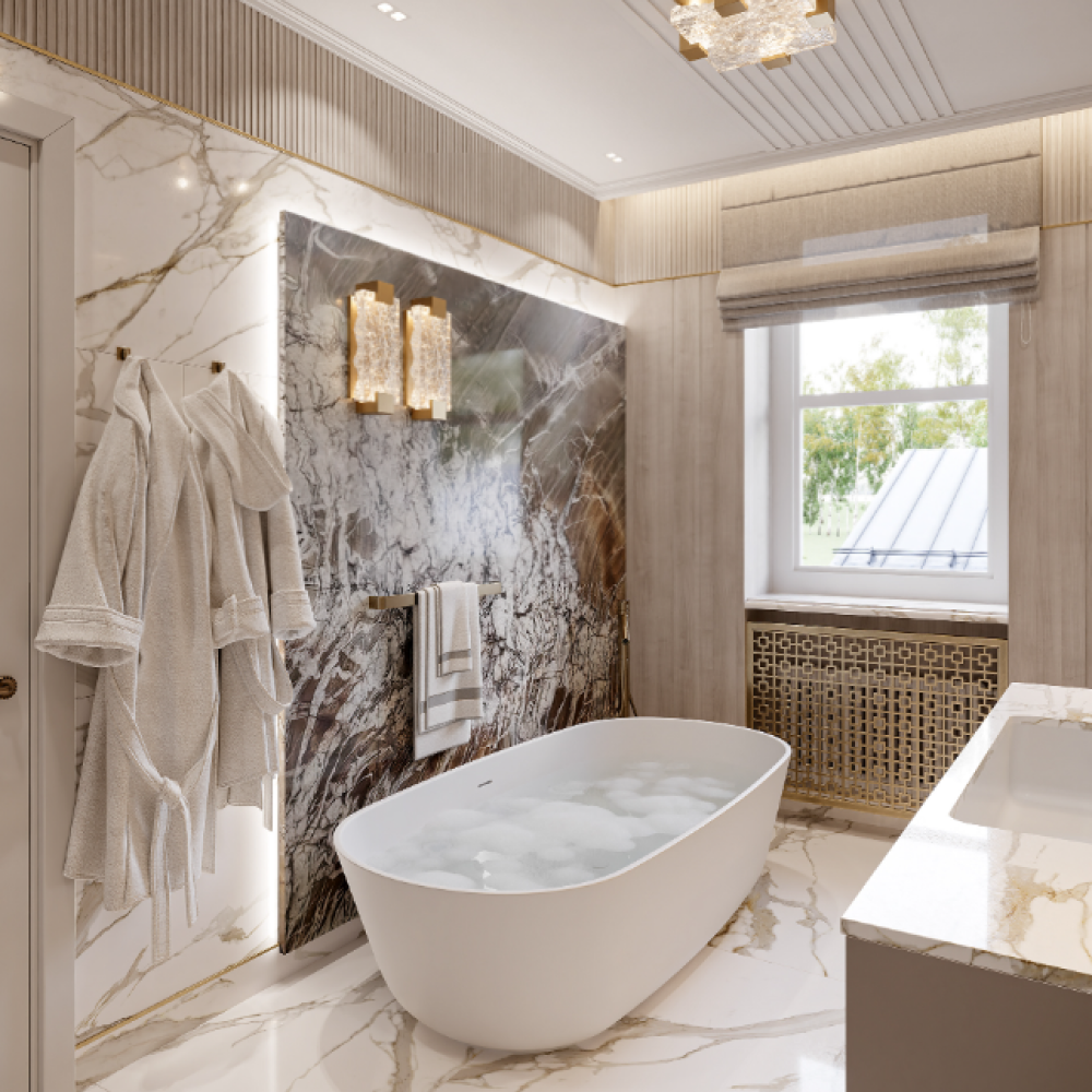 Дизайн інтер'єру ванної кімнати у стилі арт-деко