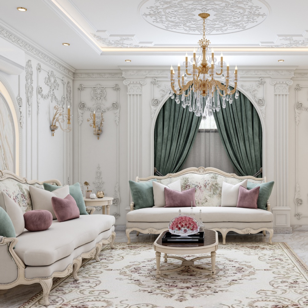 Вітальня у класичному дизайні інтер'єру