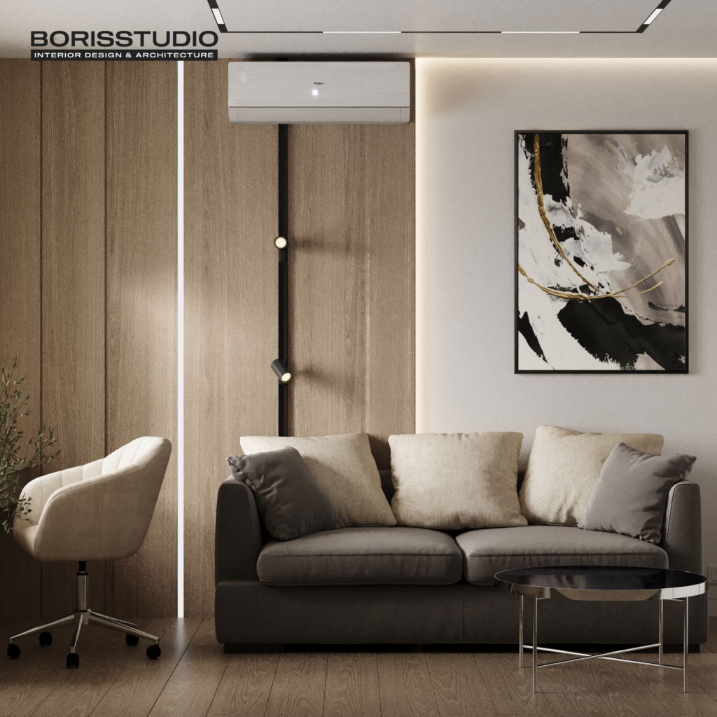 Сучасний стиль вітальні в інтер'єрі будинку