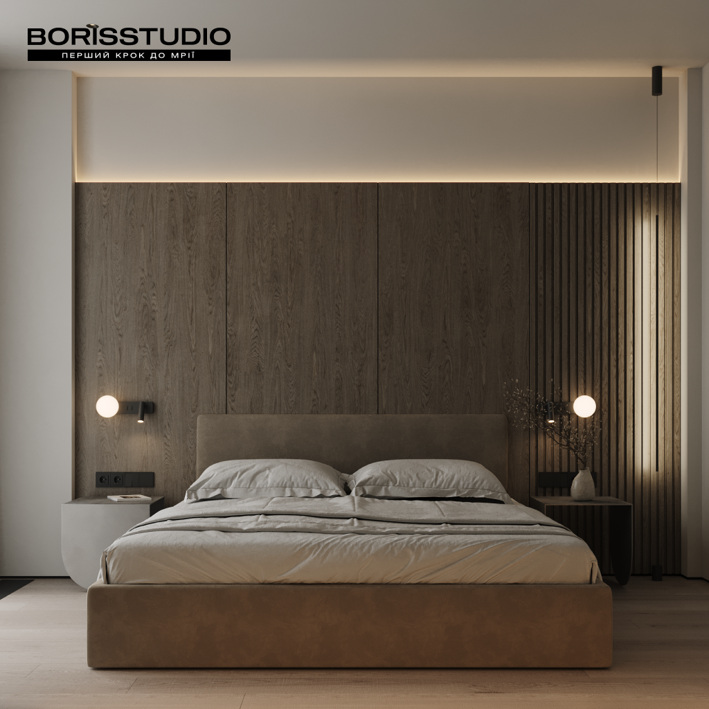 Древесные оттенки в дизайне интерьера спальни
