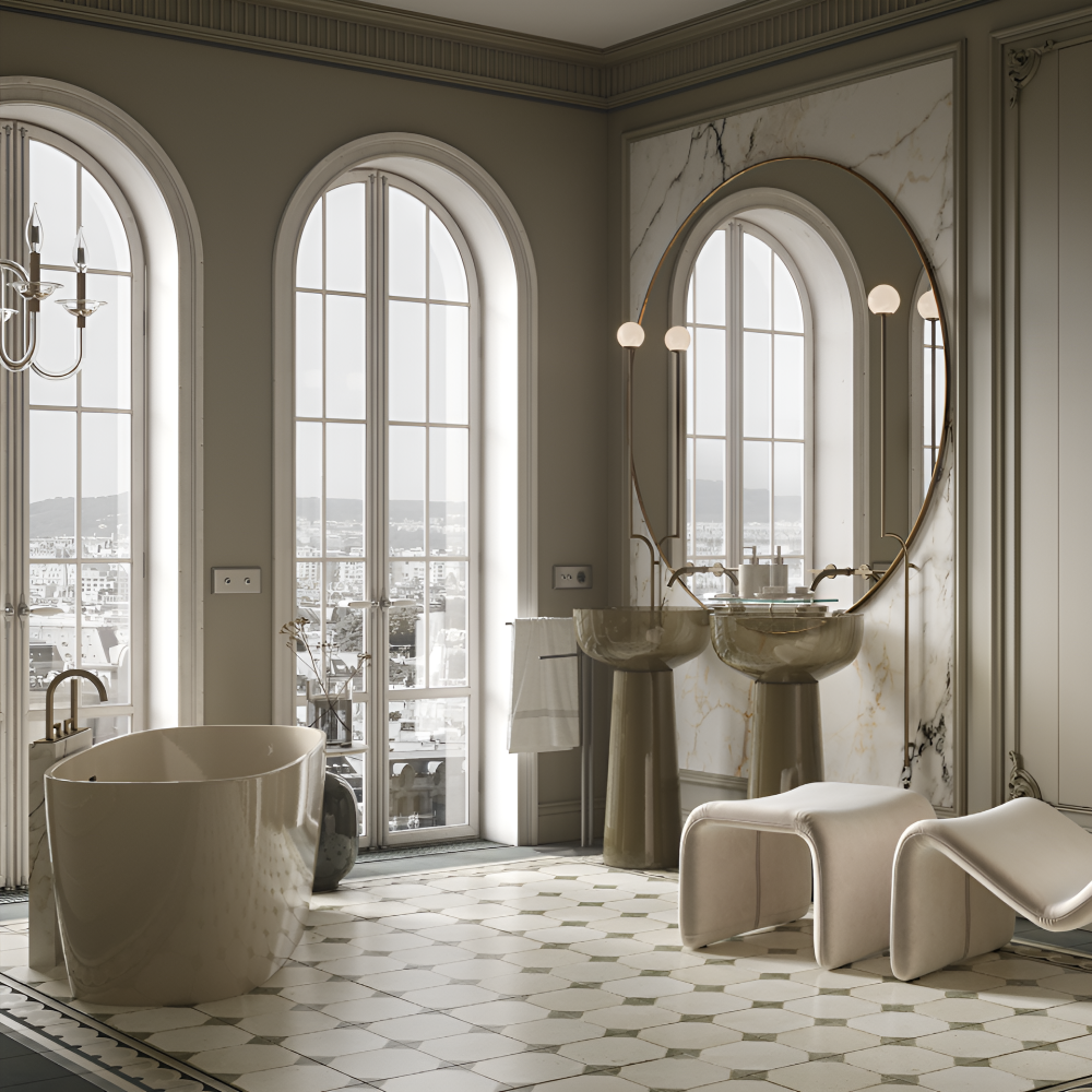 Дизайн-проєкт інтер'єру ванної кімнати у французькому стилі