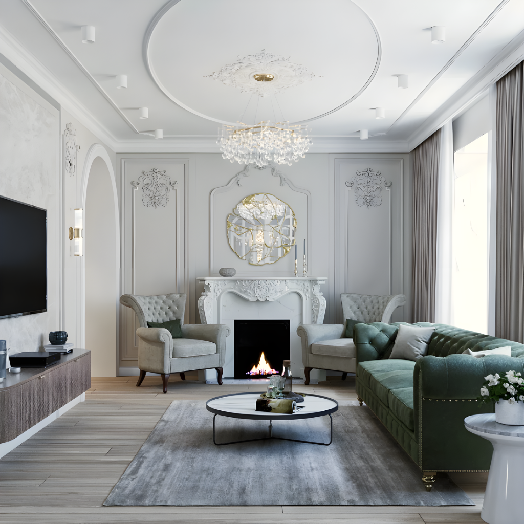 Дизайн інтер'єру вітальні у французькому стилі