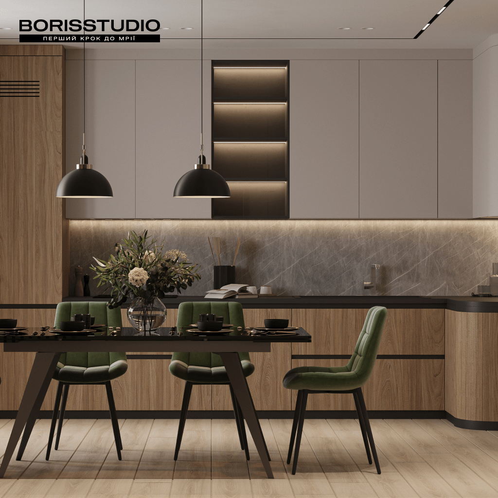 Дизайн интерьера кухни для коттеджа от BORISSTUDIO