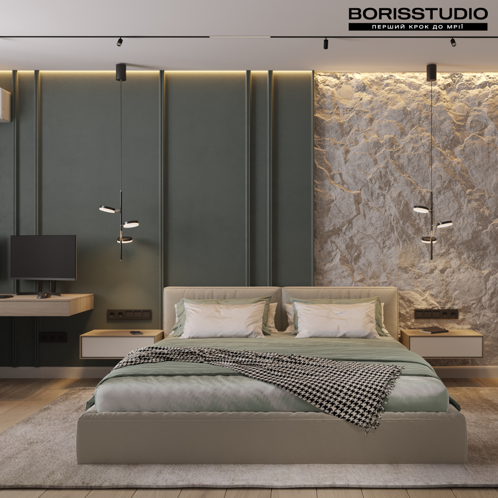 Дизайн інтер'єру спальні для будинку від BORISSTUDIO
