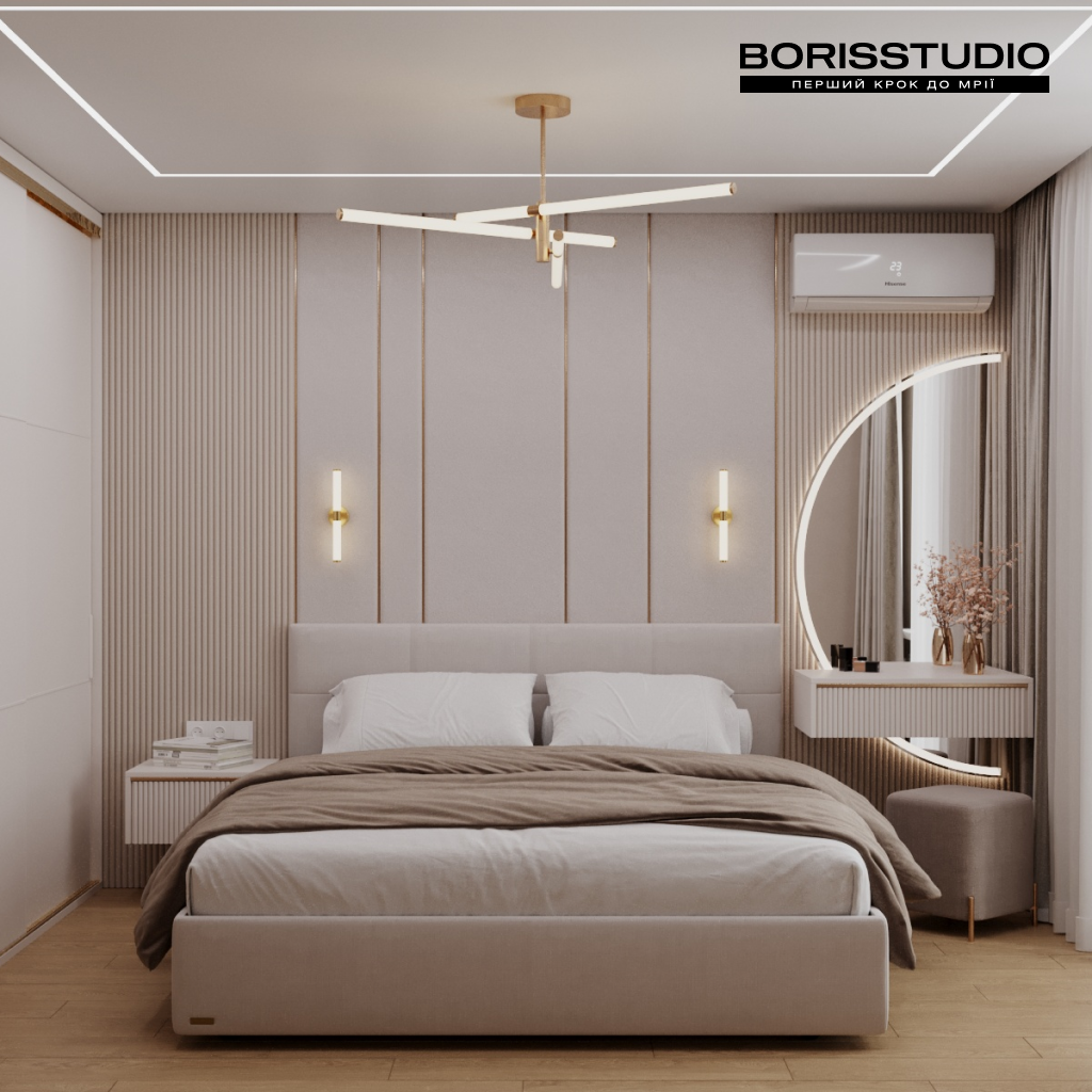 Дизайн-проект спальні у стилі мінімалізм від BORISSTUDIO