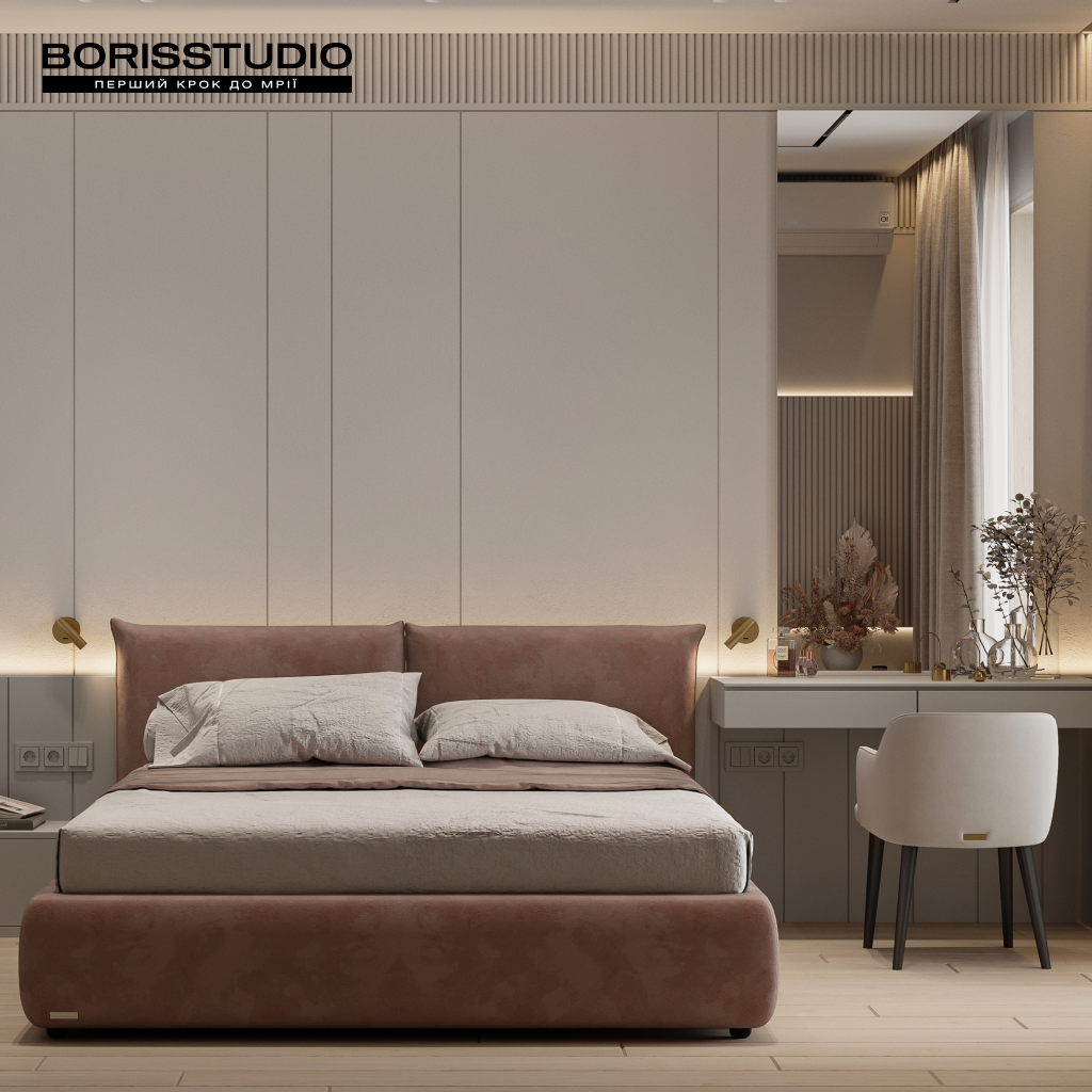 Дизайн інтер'єру спальні для квартири від BORISSTUDIO
